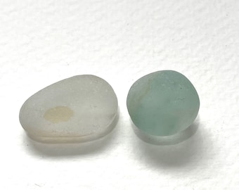 2 barely there sea glass multis - lovely English beach finds from Seaham, UK