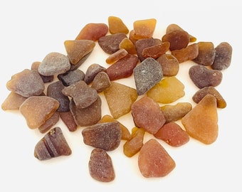 48 amber & brown sea glass pieces - beautiful English beach finds from Half Moon Bay, UK