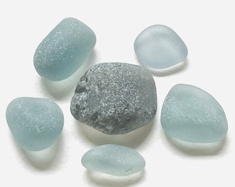 6 lovely grey Grimsby sea glass - England beachcombing finds