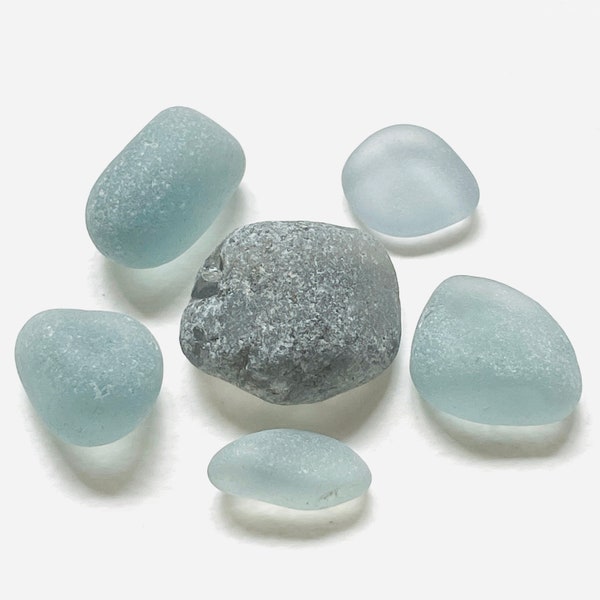 6 lovely grey Grimsby sea glass - England beachcombing finds