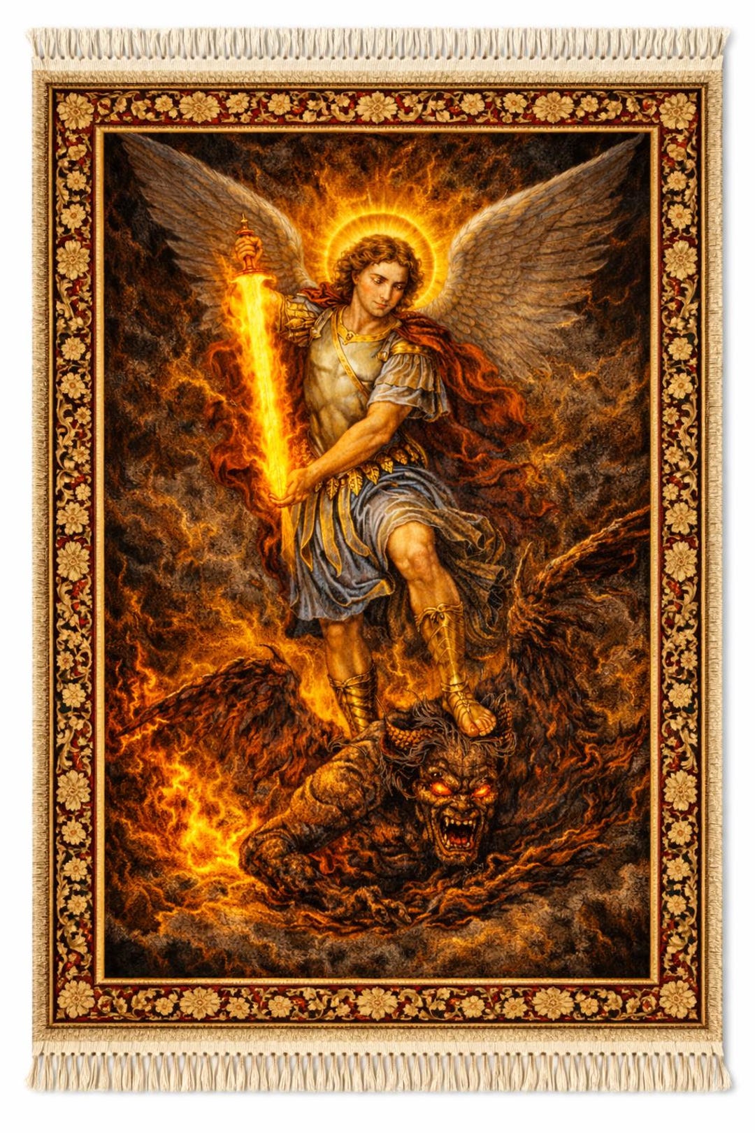 Radiant Glow St Michael Archangel Wall Hanging, Luminous Flaming Sword ...