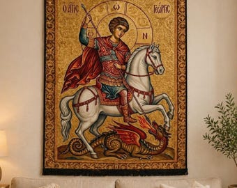 Wandtapijt Saint George Dragon Slayer, orthodox-christelijk altaardecor