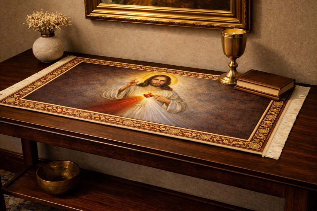 Sacred Heart of Jesus Table Runner, Catholic Table Runner, Christian ...
