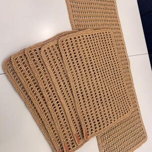 El Örgüsü Kağıt İp Runner ve Amerikan Servis Takımı | Hasır Görünümlü Masa Seti