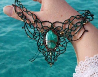 Tutoriel PDF sur un collier en micro macramé, cours de bricolage bijoux bohèmes, motif macramé étape par étape, atelier de collier de perles