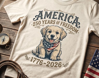 America 250 Dog PNG, 1776–2026 Patriotic Puppy Design, USA 250 Years of Freedom Anniversary, 4th of July Dog Shirt Graphic, Independence day