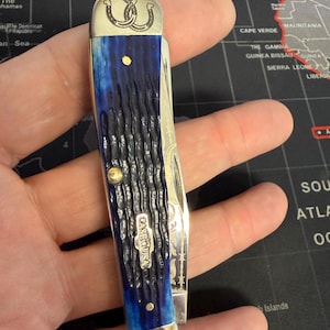 custom engraved case pocket knife , bull skull and barbed wire image 4