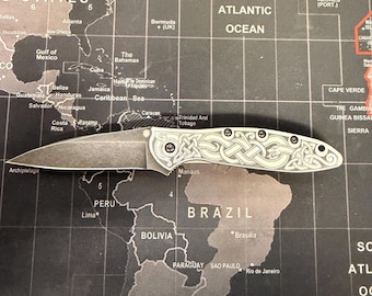 custom engraved Kershaw Leek pocket knife