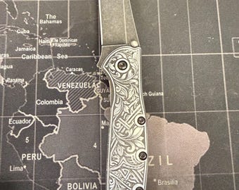 custom engraved Kershaw Leek pocket knife