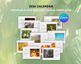 2026 Calendar Template | Minimalist Photo Canva Planner (Printable & Digital)