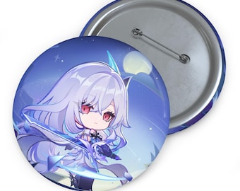 Chibi Skirk Genshin Impact Pin | Anime Button Badge