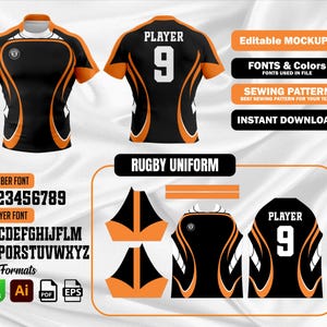 Rugby Jersey Pattern Bundle PDF | Sewing Pattern Pack | Editable Mockup
