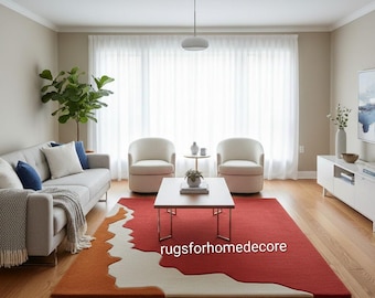 Modern Abstract Area Rug, Hand Tufted Wool Rug, Contemporary Living Room Carpet, Luxury Designer Rug, Statement Home Decor Rug