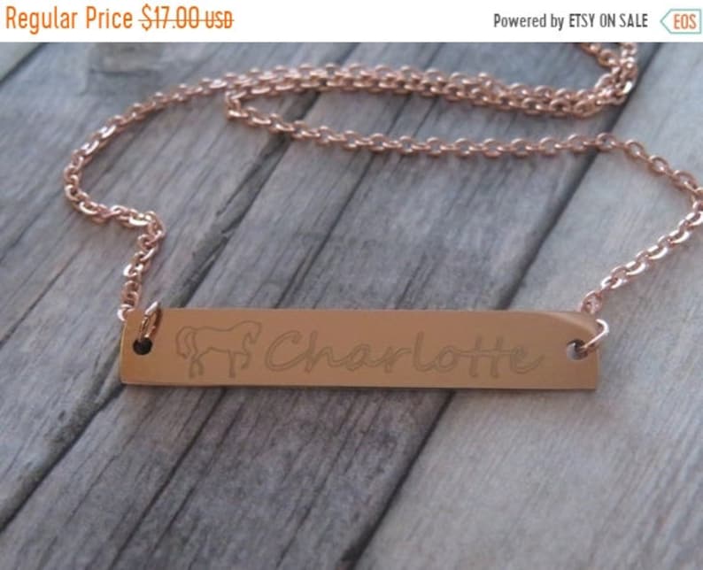 rose gold bar necklace riding gift Summer Sale Horse necklace horse lover gift