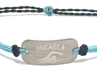 Swim bracelets, personalized waterproof Swimmer bracelet, team gifts