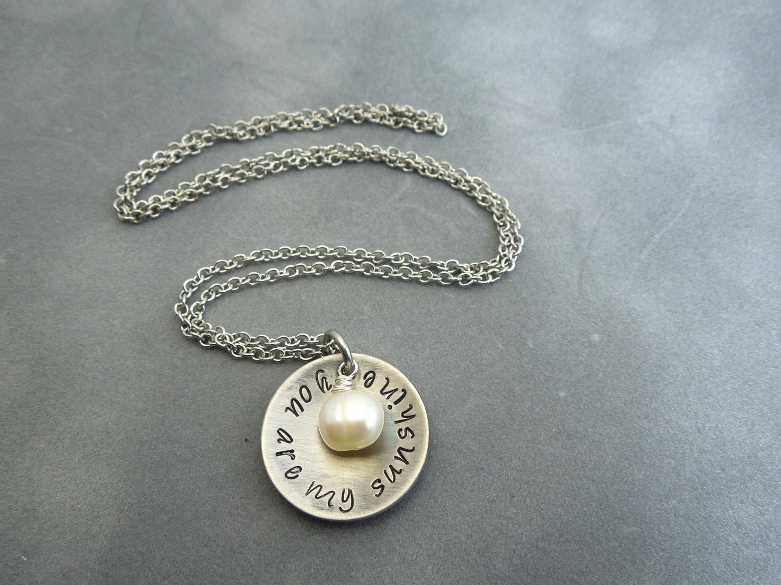 You are my sunshine hand stamped stainless steel necklace Etsy