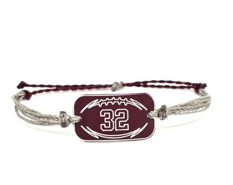 Football bracelet, personalized waterproof sports jewelry, custom team colors, team gifts