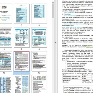 K&ouml;nnte beinhalten: Ein digitales Tablet mit einer Reihe von Dokumenten, darunter ein Studienf&uuml;hrer und Informationsseiten. Die Dokumente behandeln pharmazeutische Vorschriften und die Arzneimittelentwicklung, mit Text und Tabellen. Das Bild enth&auml;lt den Text "PTCH MASTERY -2026".