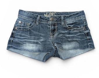 Vintage Low Rise Grunge Wallflower 2000er Jahre Y2K Sz 3 Blaue Denim Kurze Shorts