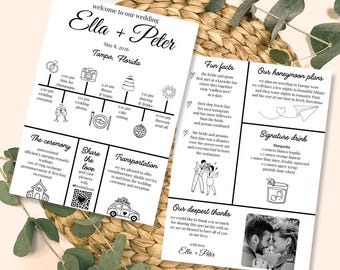 Infographic wedding program template Wedding day timeline Modern infographic program Wedding ceremony program Wedding day timeline