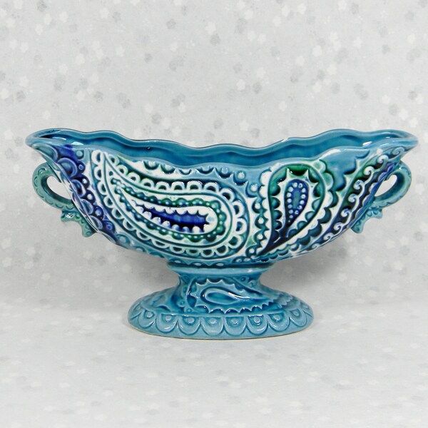 1960's Relpo Blue Paisley boat shaped planter, vase