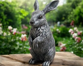 Concrete Style Rabbit Statue Outdoor Decor Front Door Bunny Sculpture Garden Animal Figurine Yard Patio Lawn Ornament Spring Easter Gift