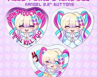 Botón de corazón NSO Needy Streamer Overload // Ame Chan, KAngel // Botón de 2.5"