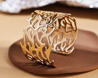 Abstract Cutout Cuff Bracelet, Open Bangle, Valentine’s Day Gift for Her