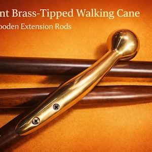Canne de marche en bois faite main avec bouton en laiton | Style gentleman vintage | Cadeau pour homme et femme