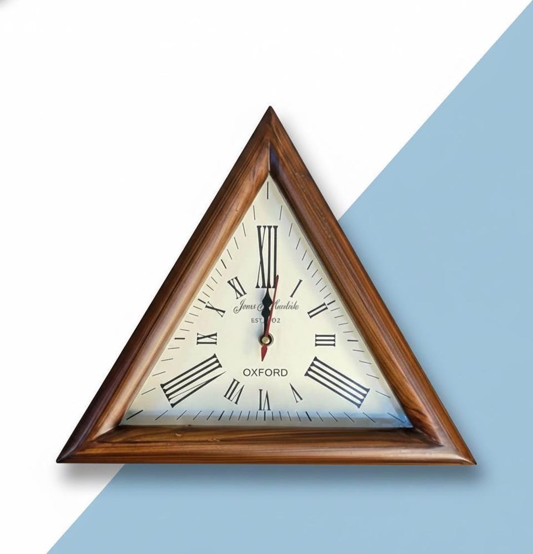 Triangular Table Clock Vintage Triangular Wood Table Clock - Mid-century Geometric Decor - Etsy