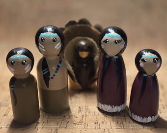 Hand painted wooden peg dolls