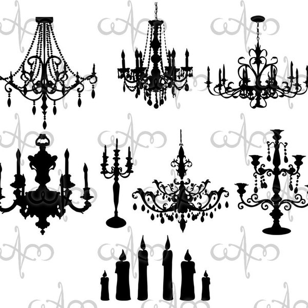 Baroque Chandeliers Clip Art Graphic Design Pattern for your art projects