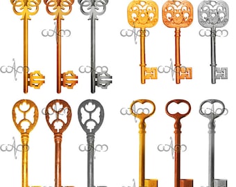 Antique Vintage Keys Clip Art Graphic Design Pattern pour vos projets d'art