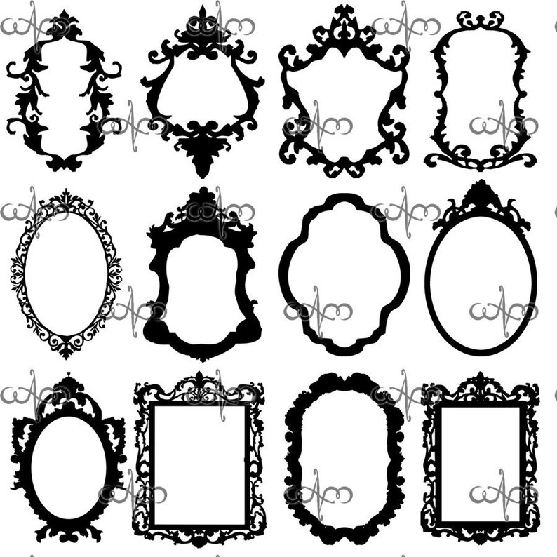 Baroque Frames Clip Art Graphic Design Pattern for your art | Etsy