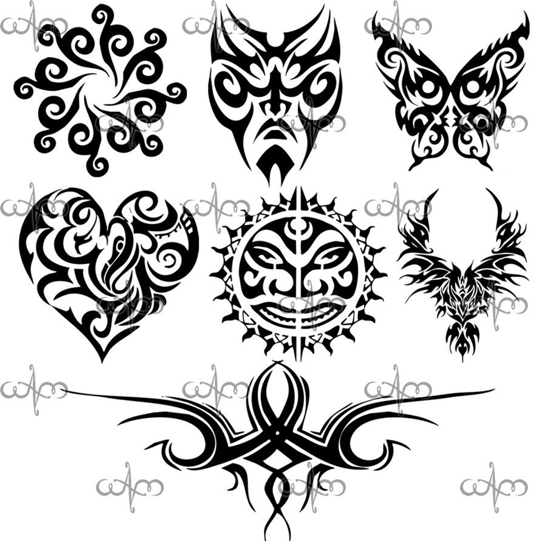 Tribal Tattoo Damask Clip Art Graphic Design Pattern for Your - Etsy Tribal Tattoo Damask Clip Art Graphic Design Pattern for Your - Etsy