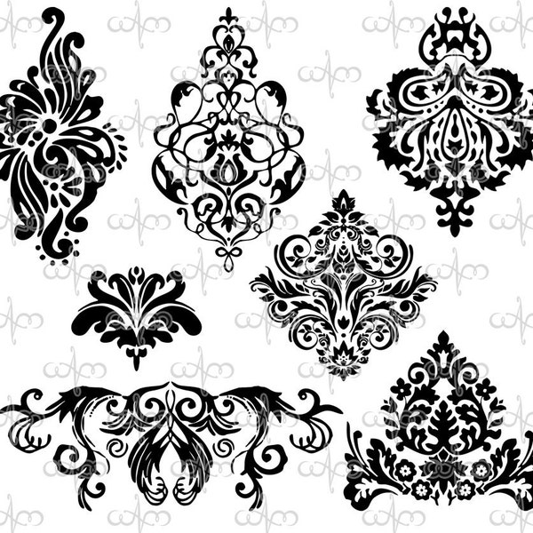 Clipart Damask 3 - Design à motif, arabesque pour vos projets artistiques