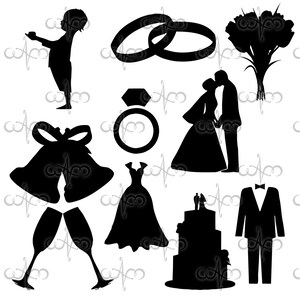 Padrão de design gráfico de clipart de casamento para seus projetos de arte