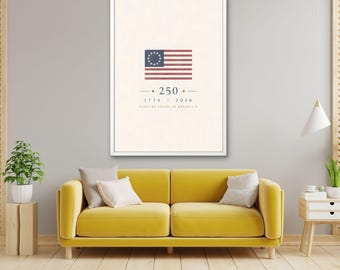 アメリカ建国250周年 | 250周年記念 | 250年の国旗アート | アメリカンウォールアート | 愛国的なコテージコアインテリア