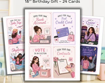 18歳の誕生日プレゼント（女の子向け）｜18歳でできる24のことカード｜ギフトタグ印刷用テンプレート｜節目となる誕生日プレゼント