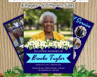 08 Obituary Template | Obituary Template for Women | Funeral Program | Celebration of Life | Memorial Service