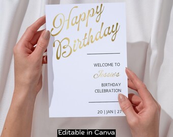18th Birthday Gifts | Modern Birthday Welcome Sign Template | Editable in Canva | Printable Entrance Sign for Boys & Girls