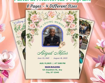 08 Obituary Template Canva | Memorial Program | Funeral Announcement | Obituary Design | Funeral Design