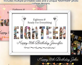 18th Birthday Gifts | Eighteen Photo Collage | Editable Canva Template | Birthday Picture Collage | Printable Anniversary Gift