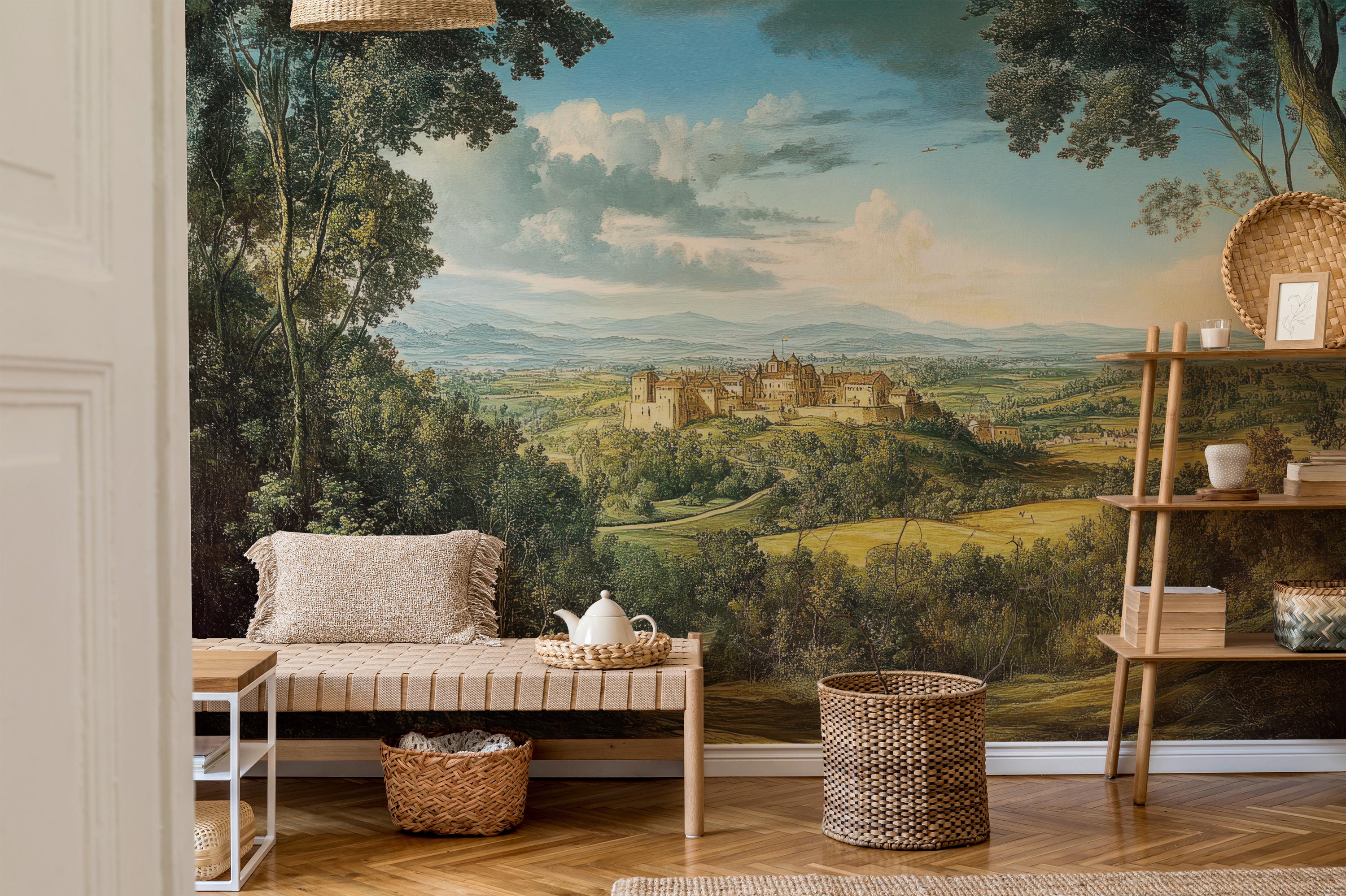 Vintage Scenic Landscape Wallpaper Mural, Classical Peel and Stick ...