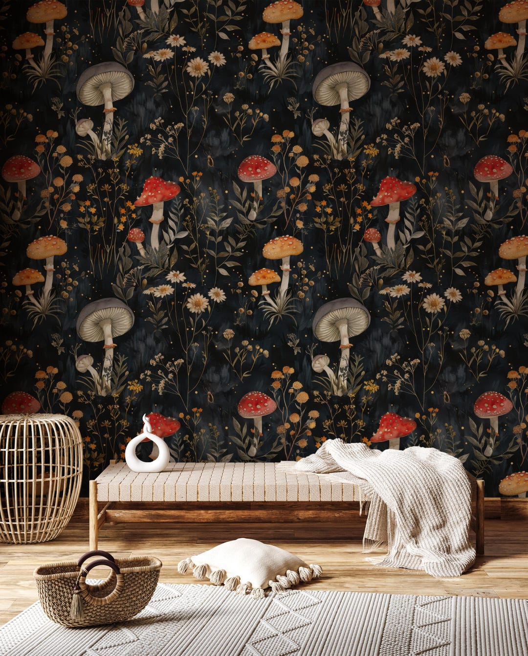Dark Mushroom Wallpaper:, Botanical Garden Peel and Stick Wallpaper ...