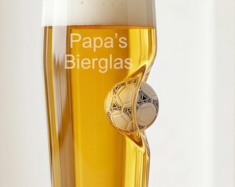 Bierglas mit Fußball, originelles Geschenk für Fußballfan, Männergeschenk, Geschenk Papa, Trainer Geschenk, personalisierbares Fußball Glas
