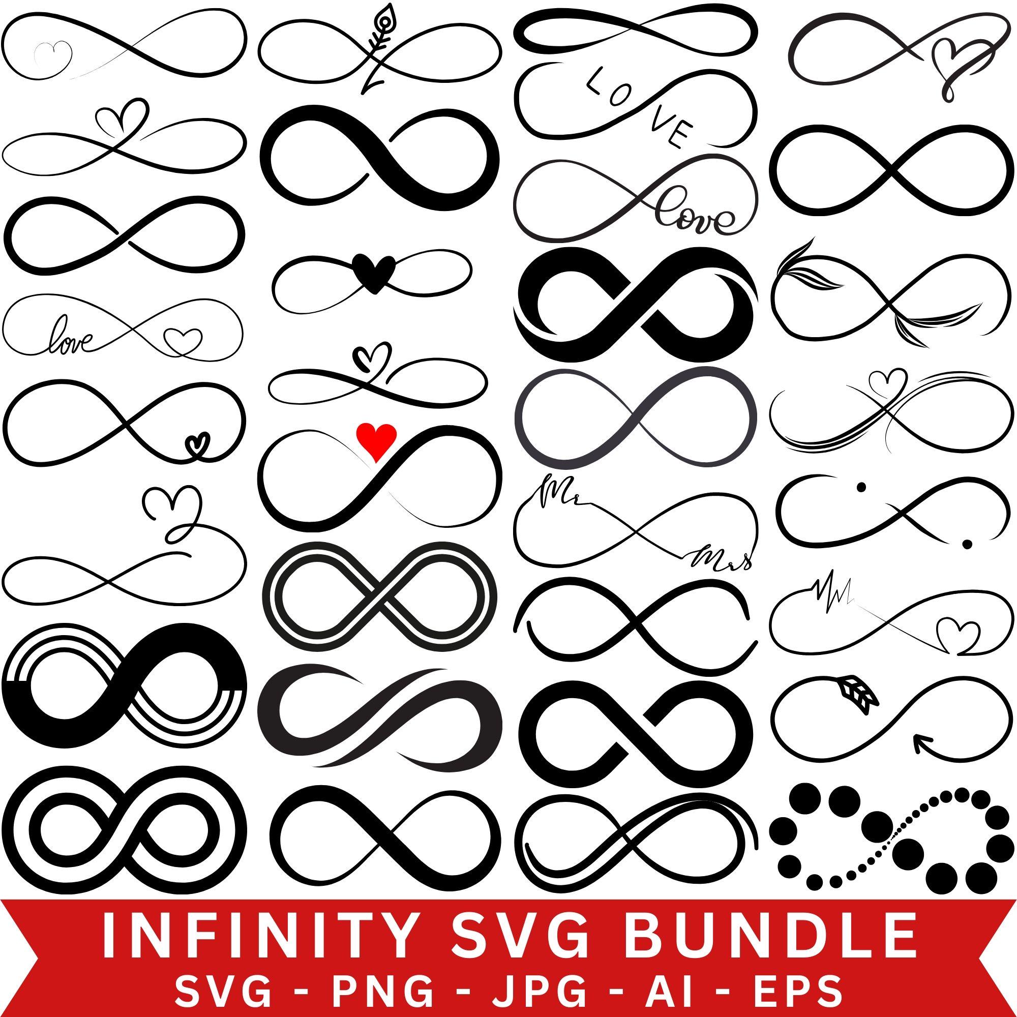 Infinity Symbol SVG Bundle | Clipart & Silhouette Heart Designs ...