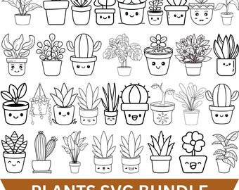 Houseplant SVG Bundle: Hand-Drawn Potted Plants (Digital Download)