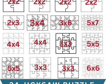 24 plantillas de rompecabezas – SVG, AI, EPS para corte láser (descarga digital)