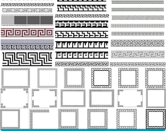 Griekse sleutelrand SVG-bundel, decoratief ornamentlijst (digitale download)